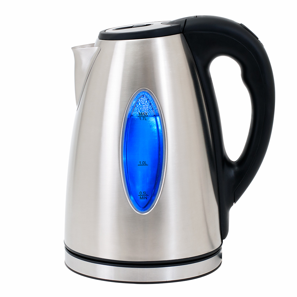 Monzana Wasserkocher Silber/Schwarz Edelstahl 1,7L