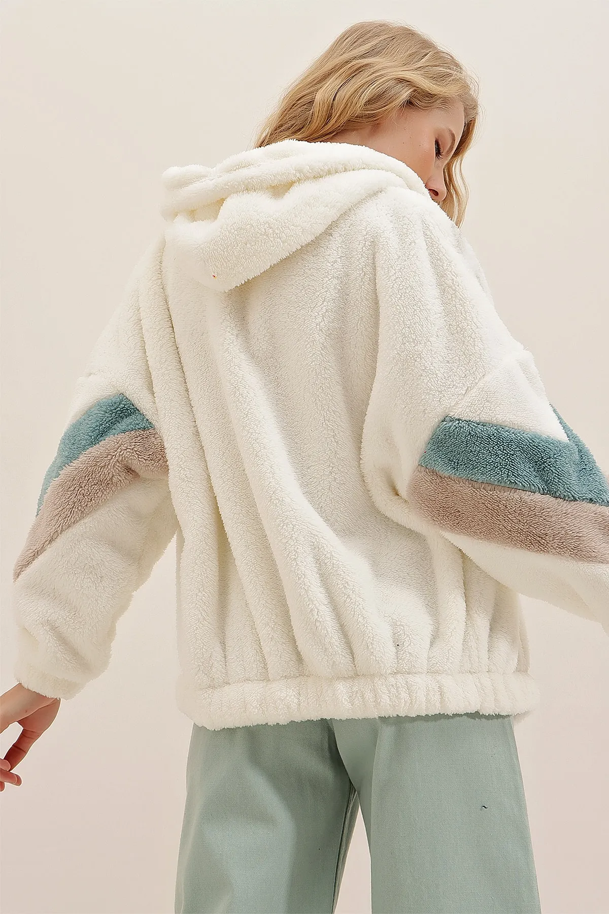 Trend Alaçatı Stili  Sweatshirt - Ecru - Oversized