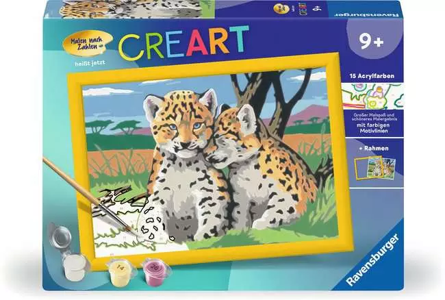 CreArt Kleine Leoparden - Malen nach Zahlen für Kinder ab 9 Jahren
