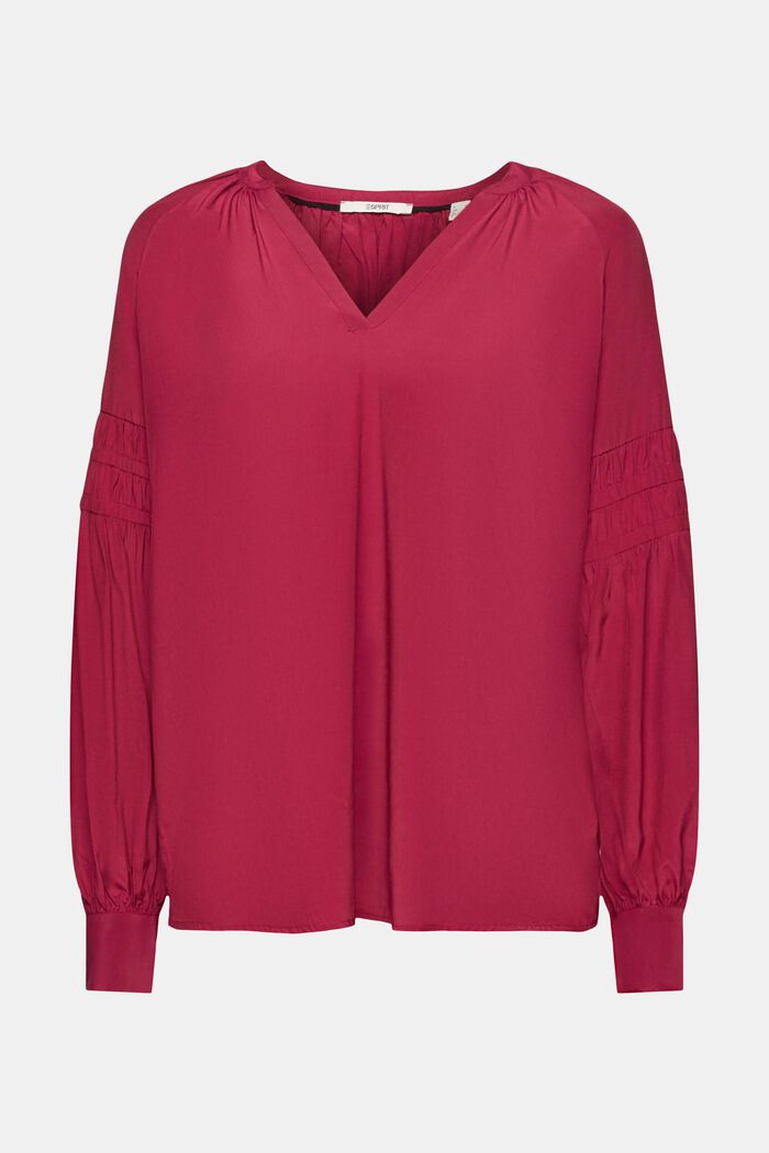 Bluse mit Smok-Details, LENZING™ ECOVERO™