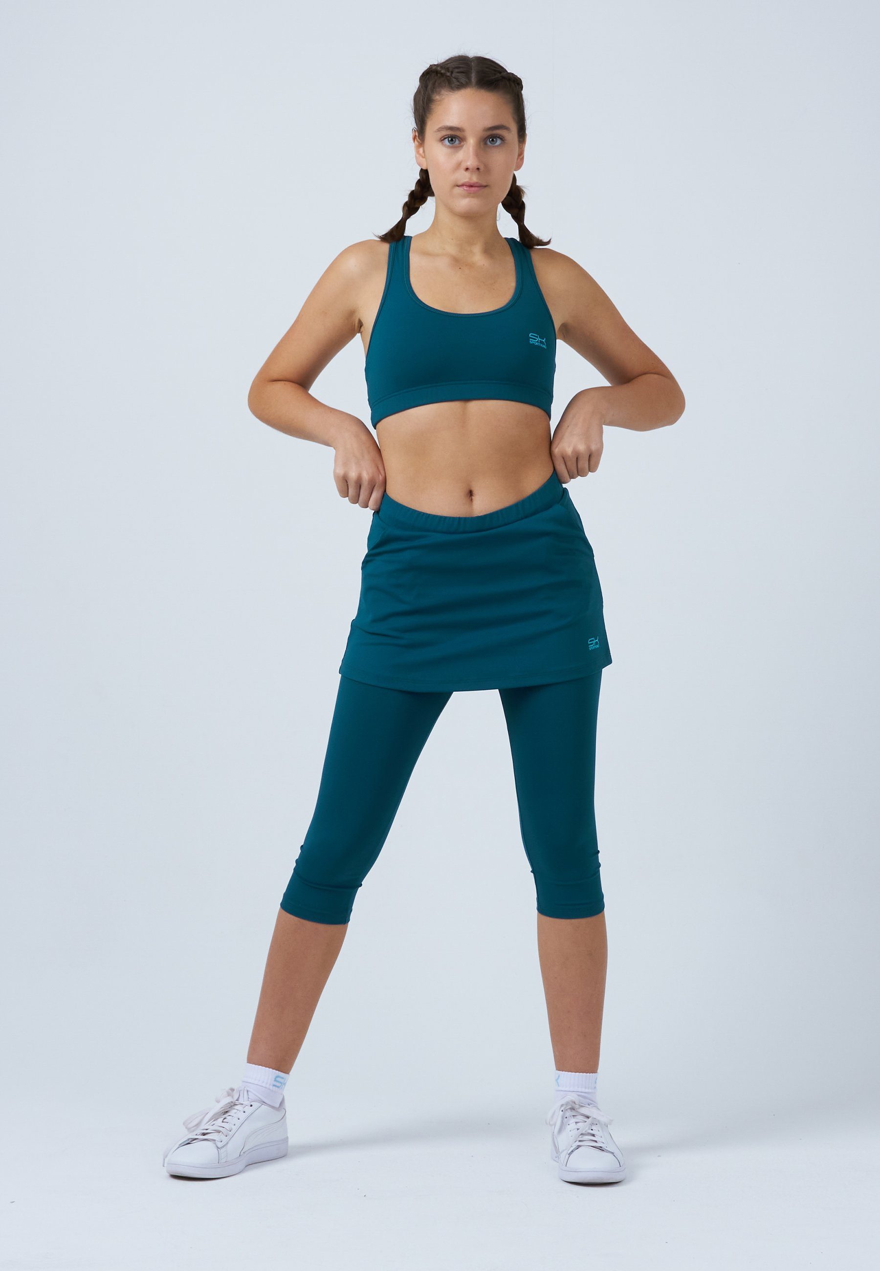 SPORTKIND Tennisrock 2-in-1 Skapri Rock mit Leggings Mädchen & Damen petrol grün