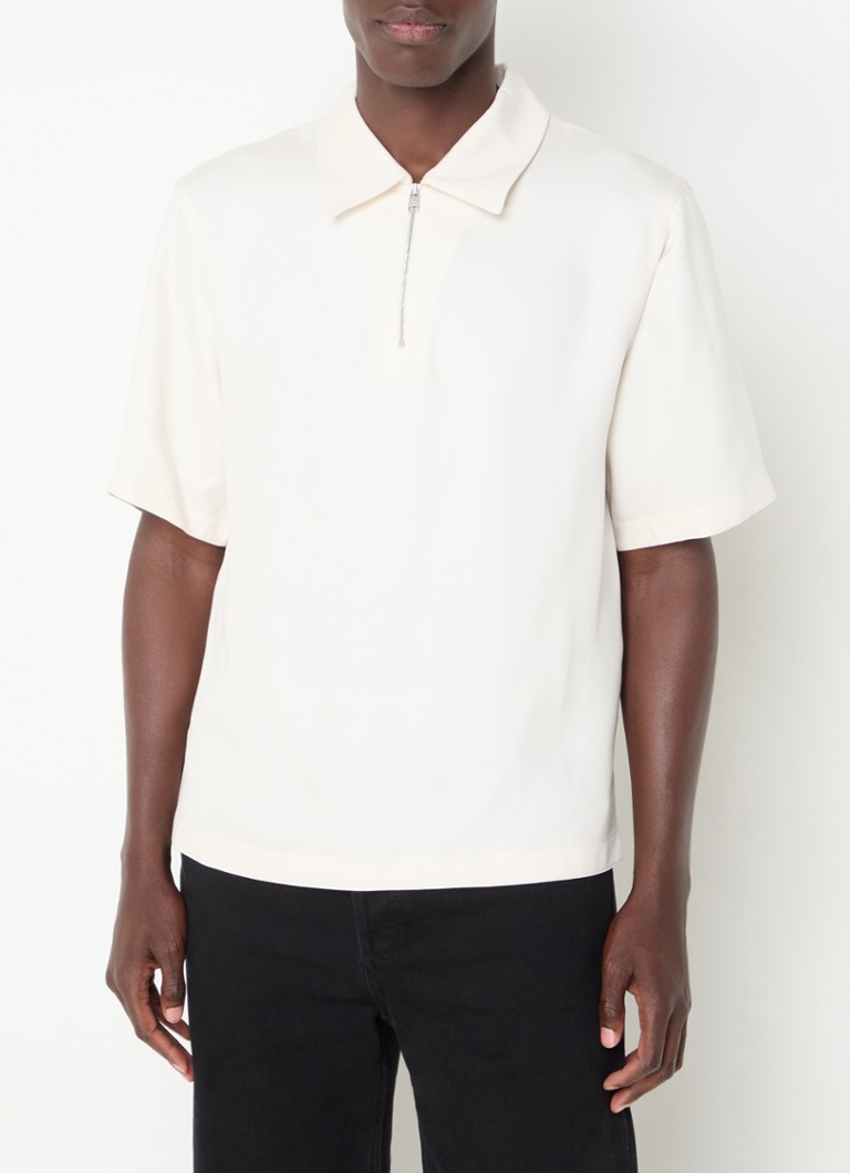 Polo Sandro de corte regular em mistura de lyocell com meio zíper.