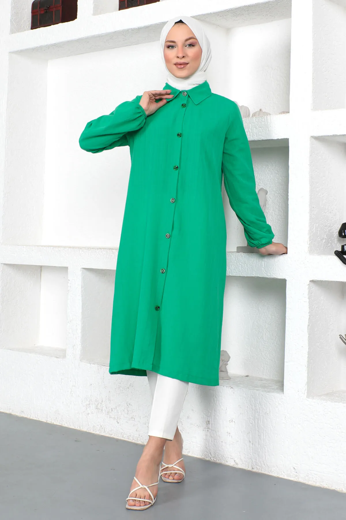 Tesettür Dünyası  Lange Tunika Tsd230359 Benetton Green