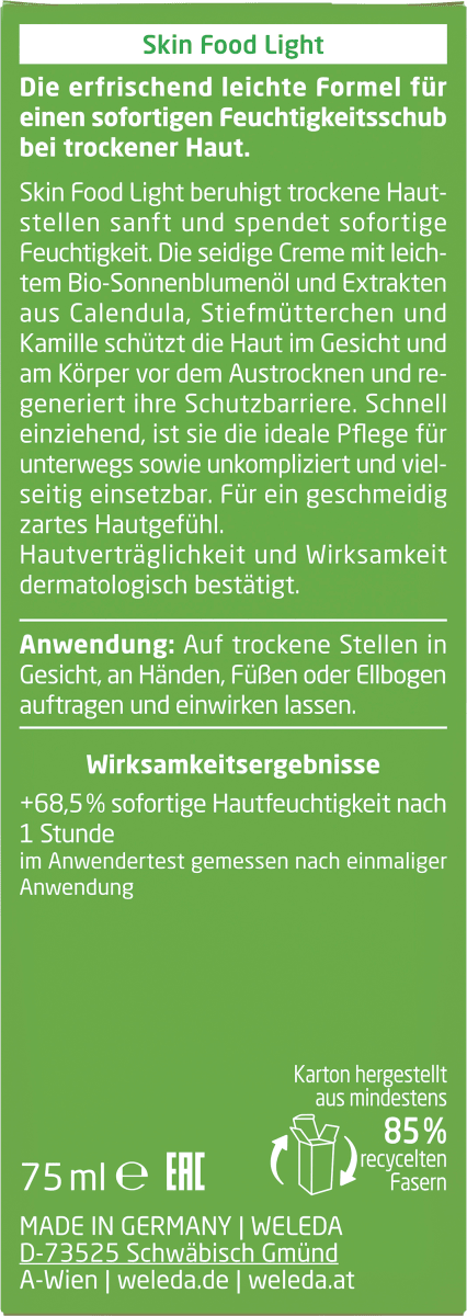 Körper- und Gesichtscreme Skin Food Light, 75 ml