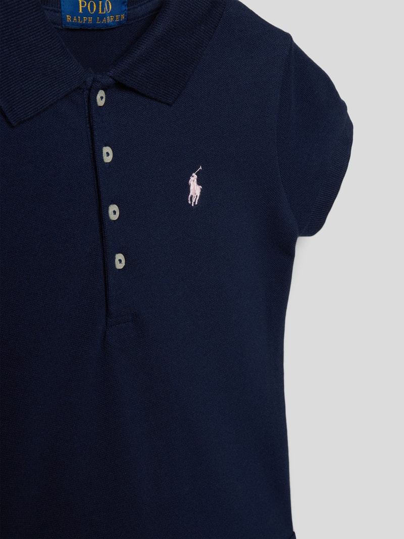 Polokleid mit Volantsaum in marineblau