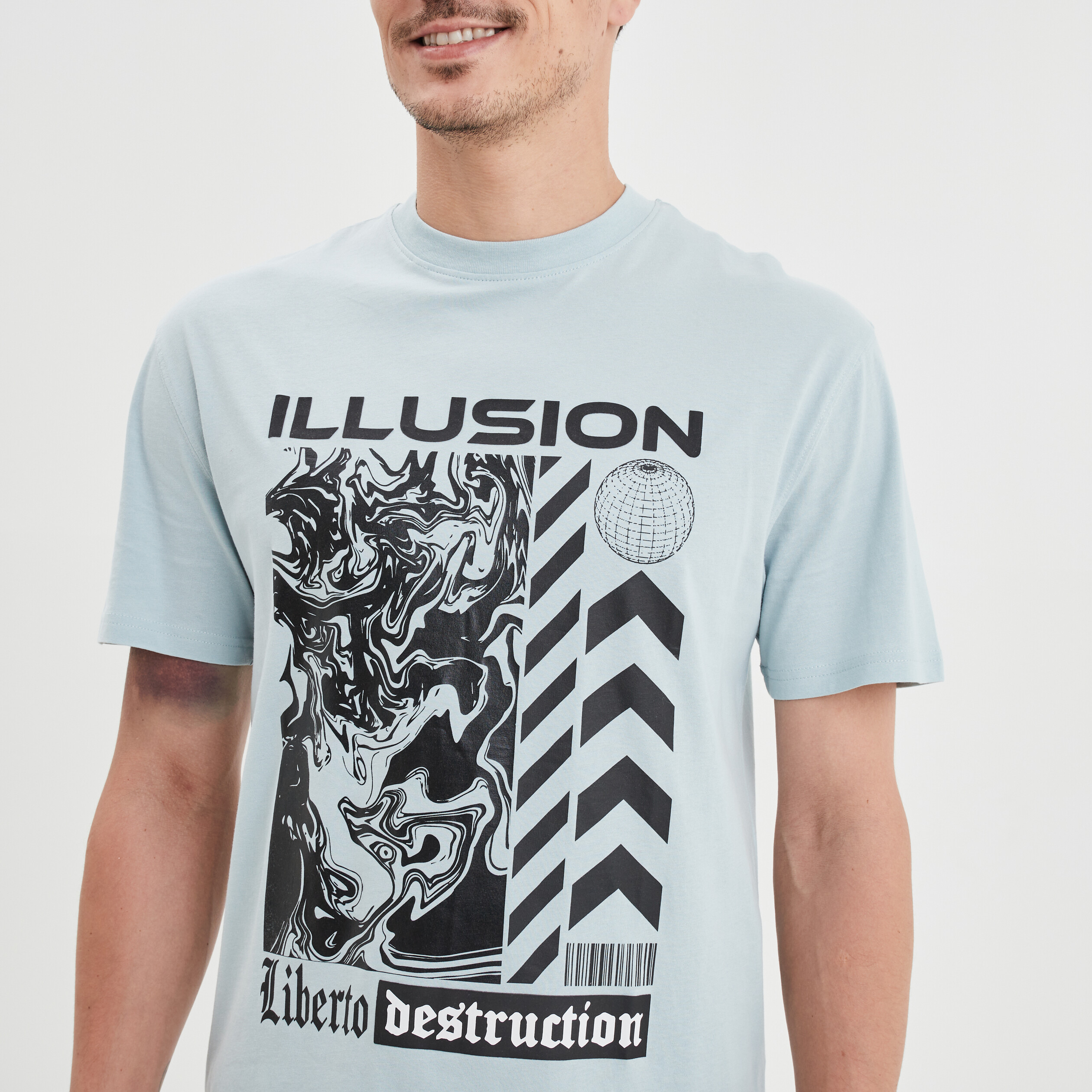T-shirt oversize coton Liberto bleu gris homme | La Halle