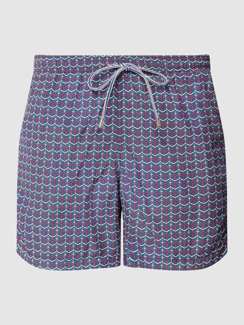 Badehose mit Allover-Muster Modell 'ANCORE' in marineblau