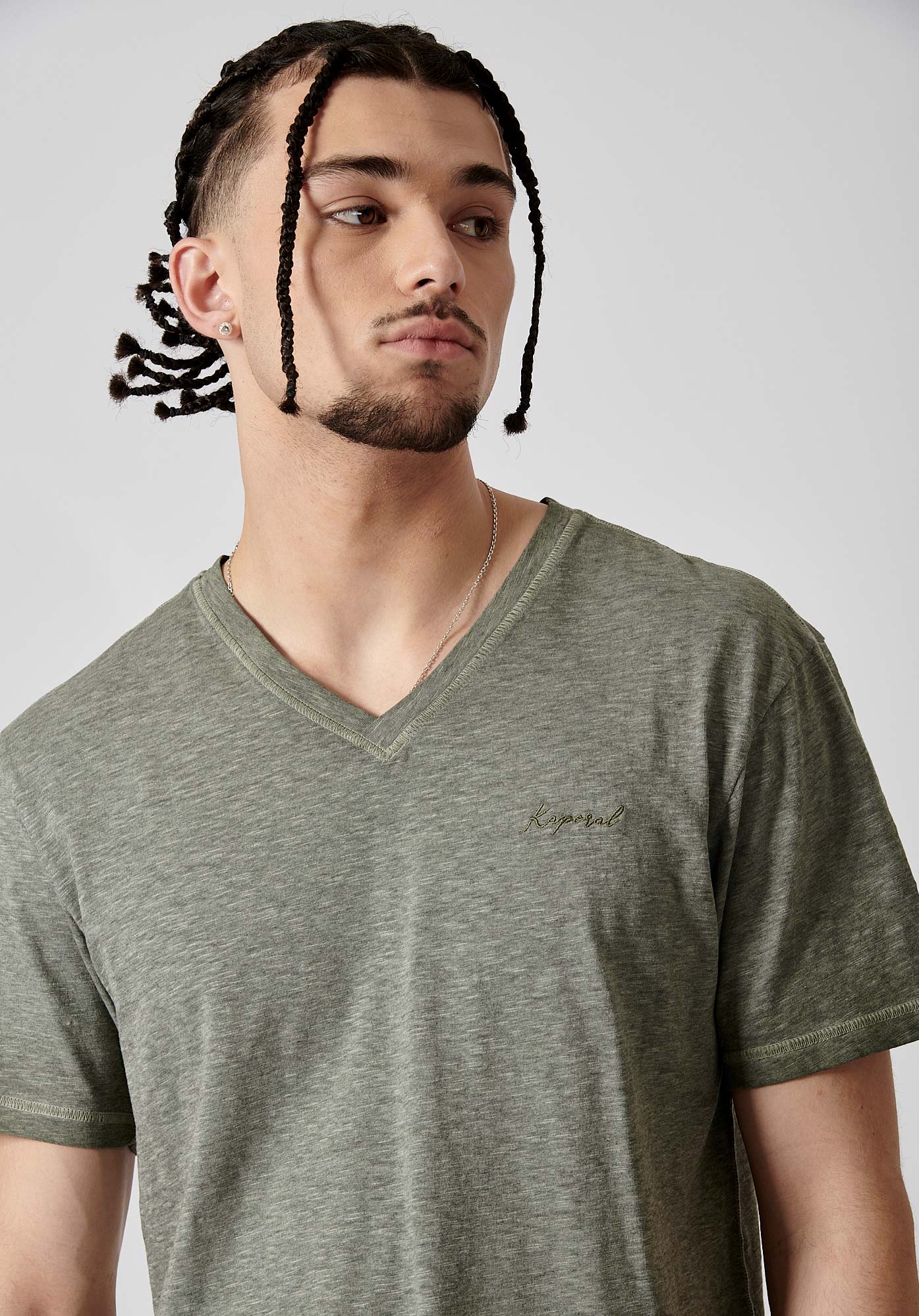 NASIR  T-shirt kaki chiné homme