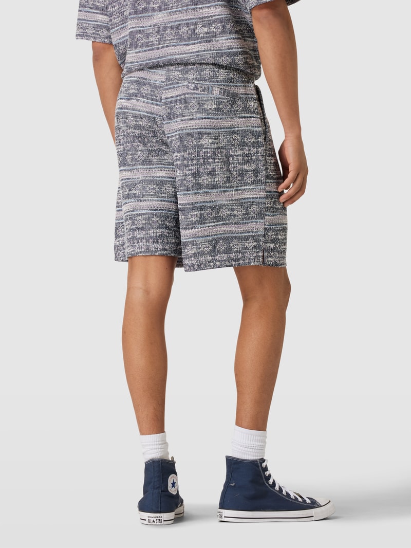 Shorts mit Allover-Muster Modell 'Trey' in dunkelblau