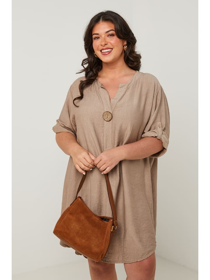 Curvy Lady Kleid in Taupe günstig kaufen