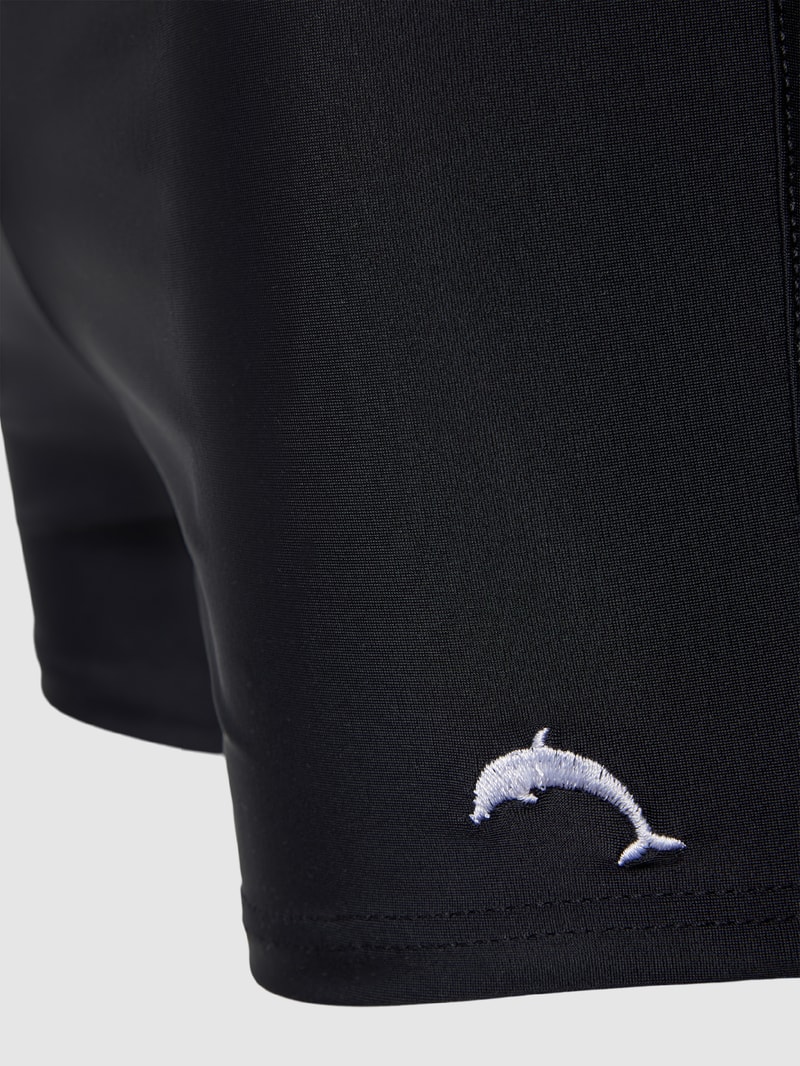Badehose mit Label-Stitching Modell 'PARIGAMBA' in schwarz