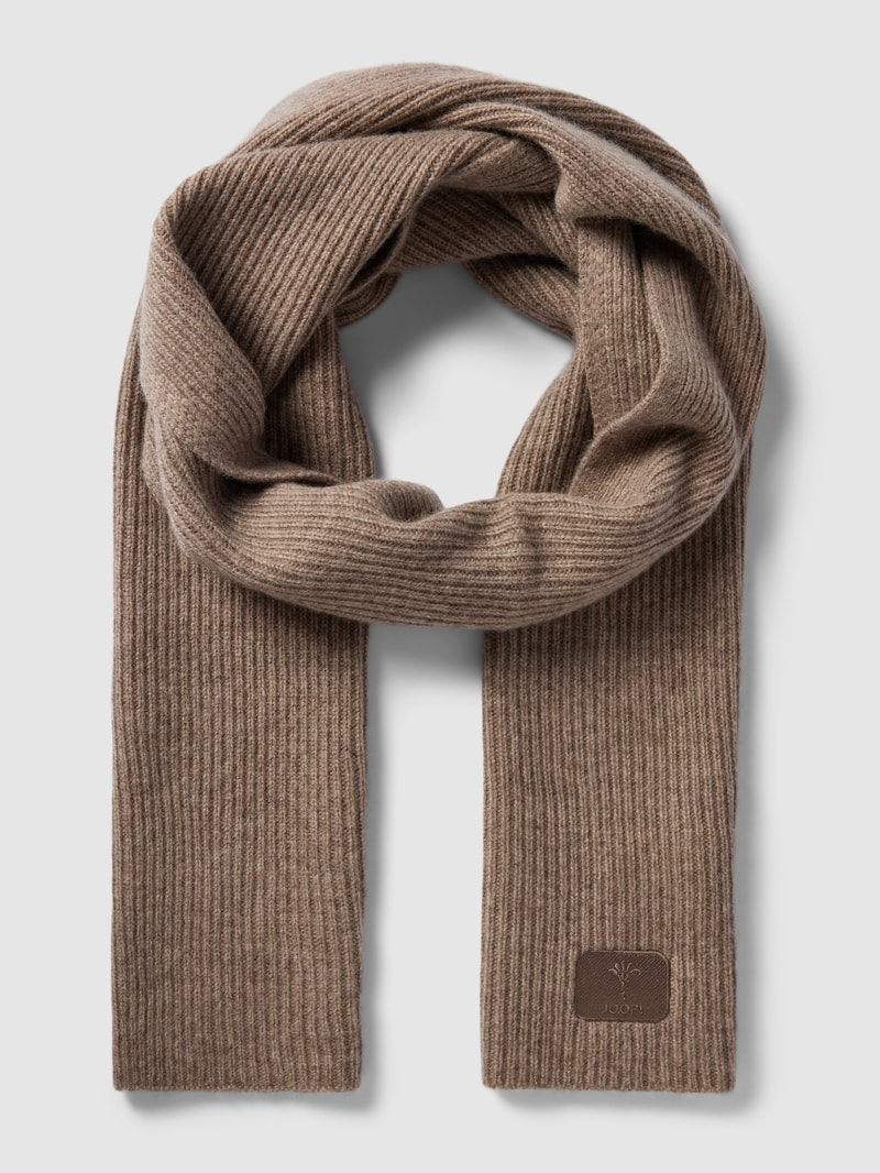 Schal mit Label-Patch in taupe