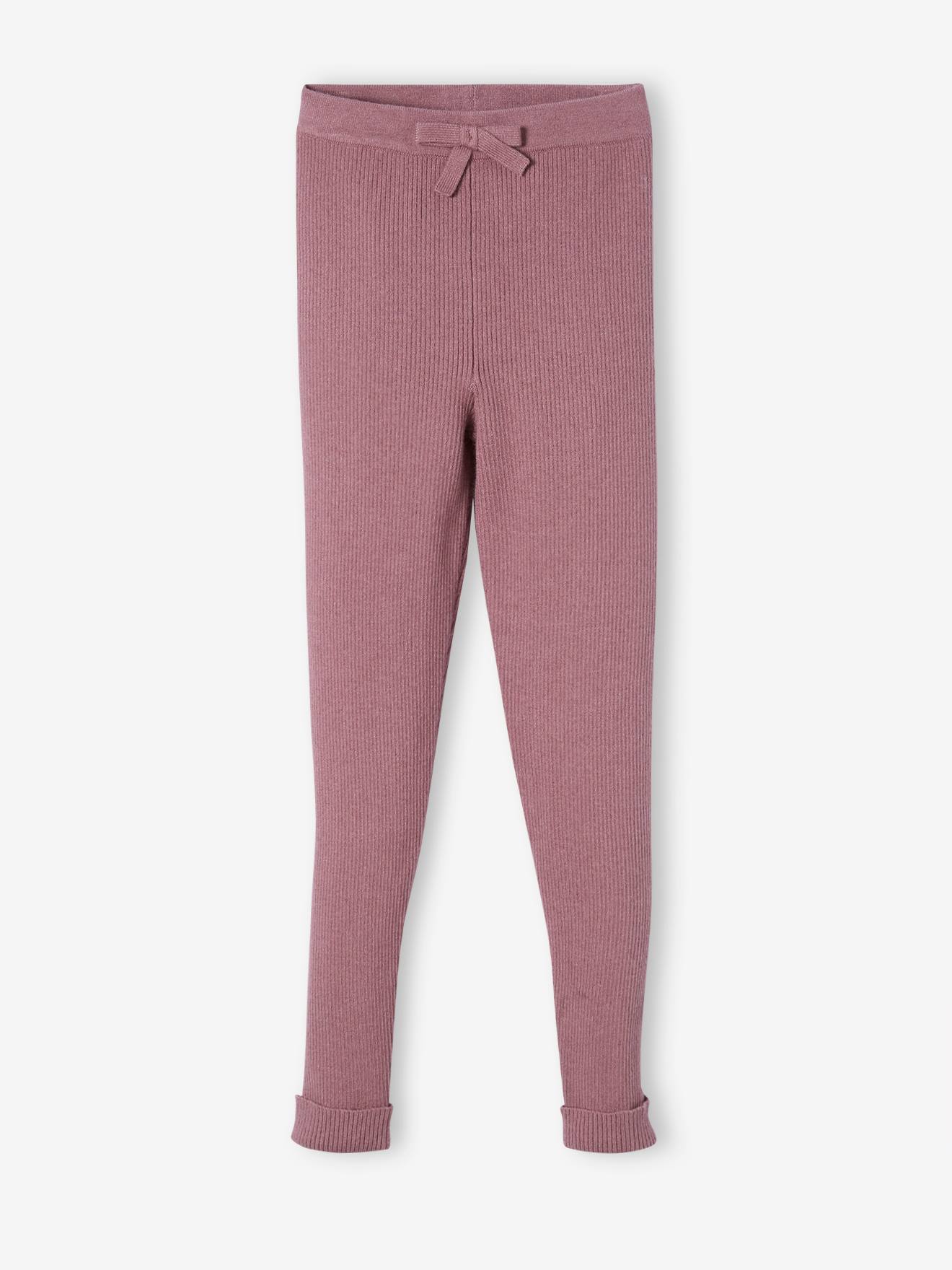 Legging en tricot fille rose foncé