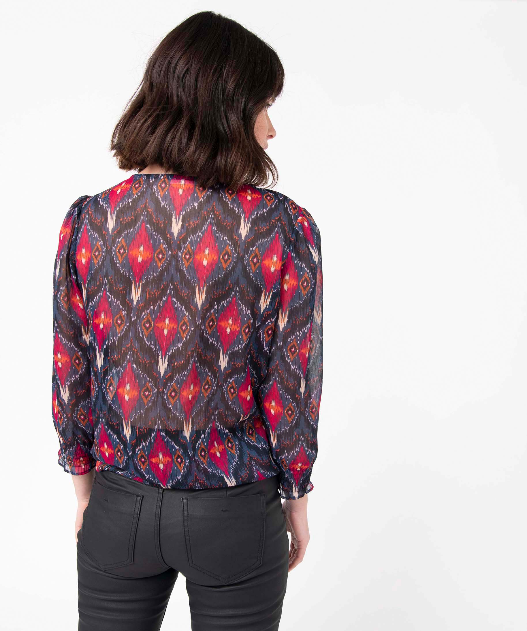 Blouse femme imprimée en voile avec rayures pailletées imprime | GEMO