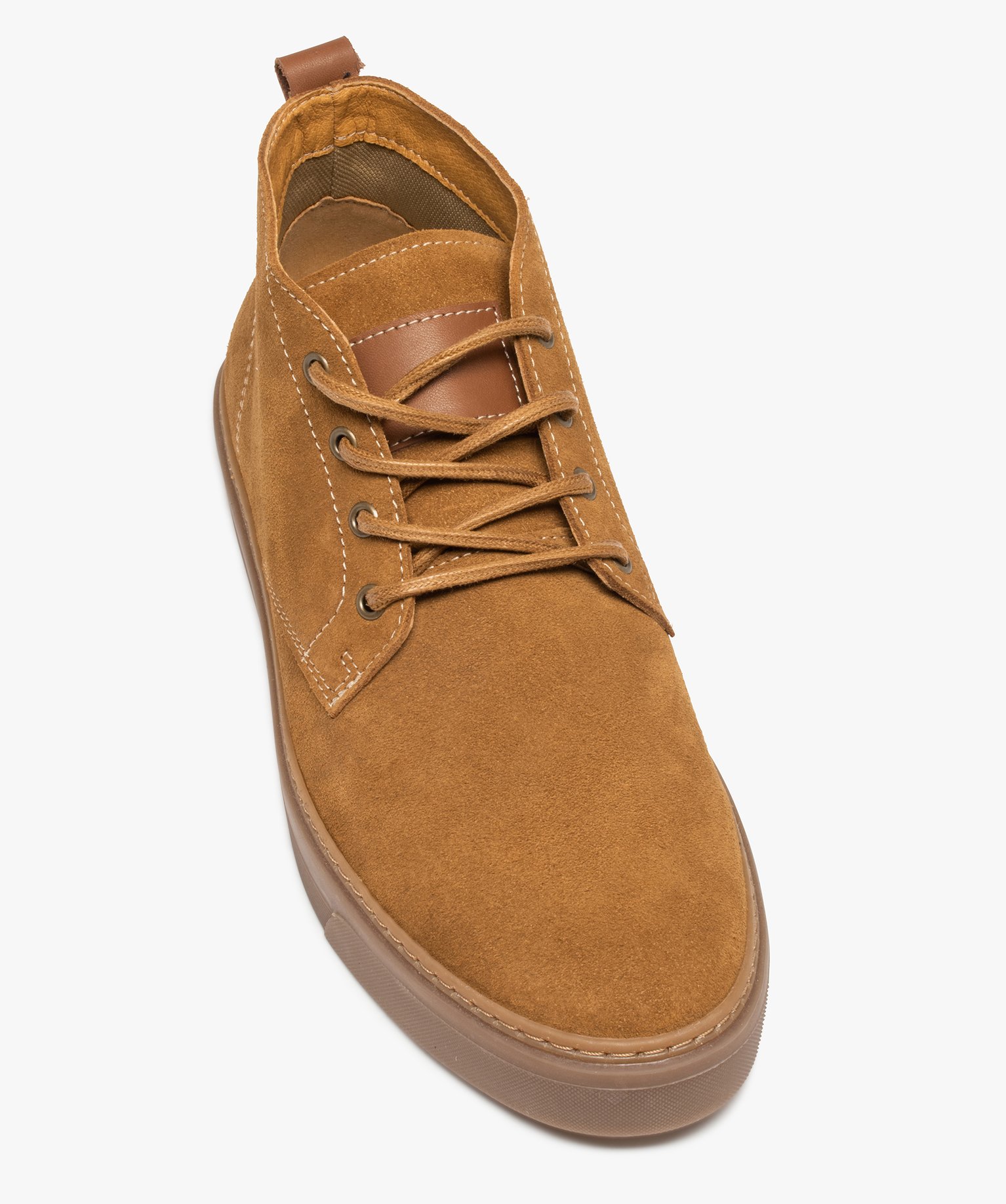 Derbies homme montants dessus cuir uni – Tanéo camel | GEMO