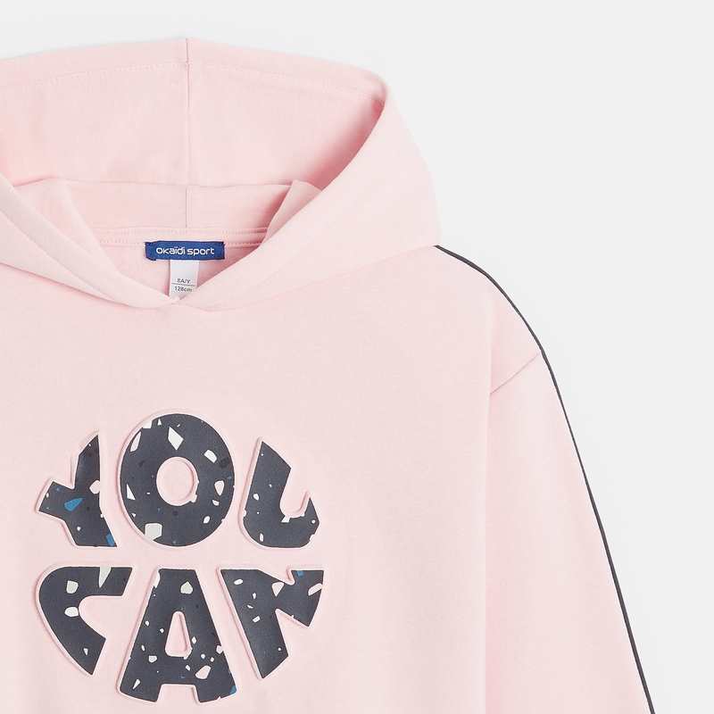 Sweat-shirt à capuche à message rose fille