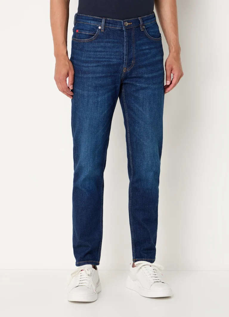HUGO BOSS 634 dopasowane spodnie kowbojskie, ciemne sprane