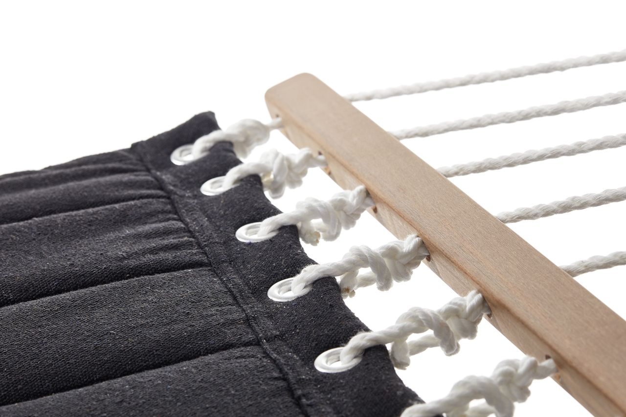 Grasekamp Stabhängematte 200 x 140 cm gepolstert Schwarz Hängematte Hammock Mehrpersonen 160 Kg