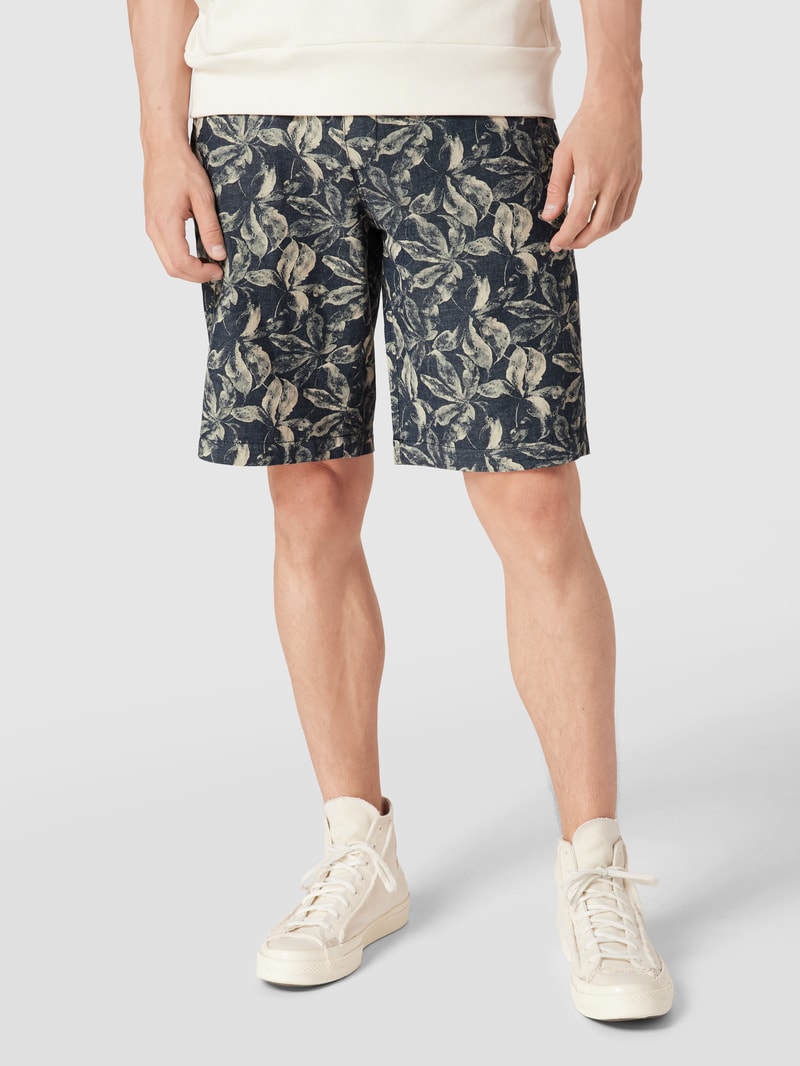 Shorts mit floralem Allover-Muster in marineblau