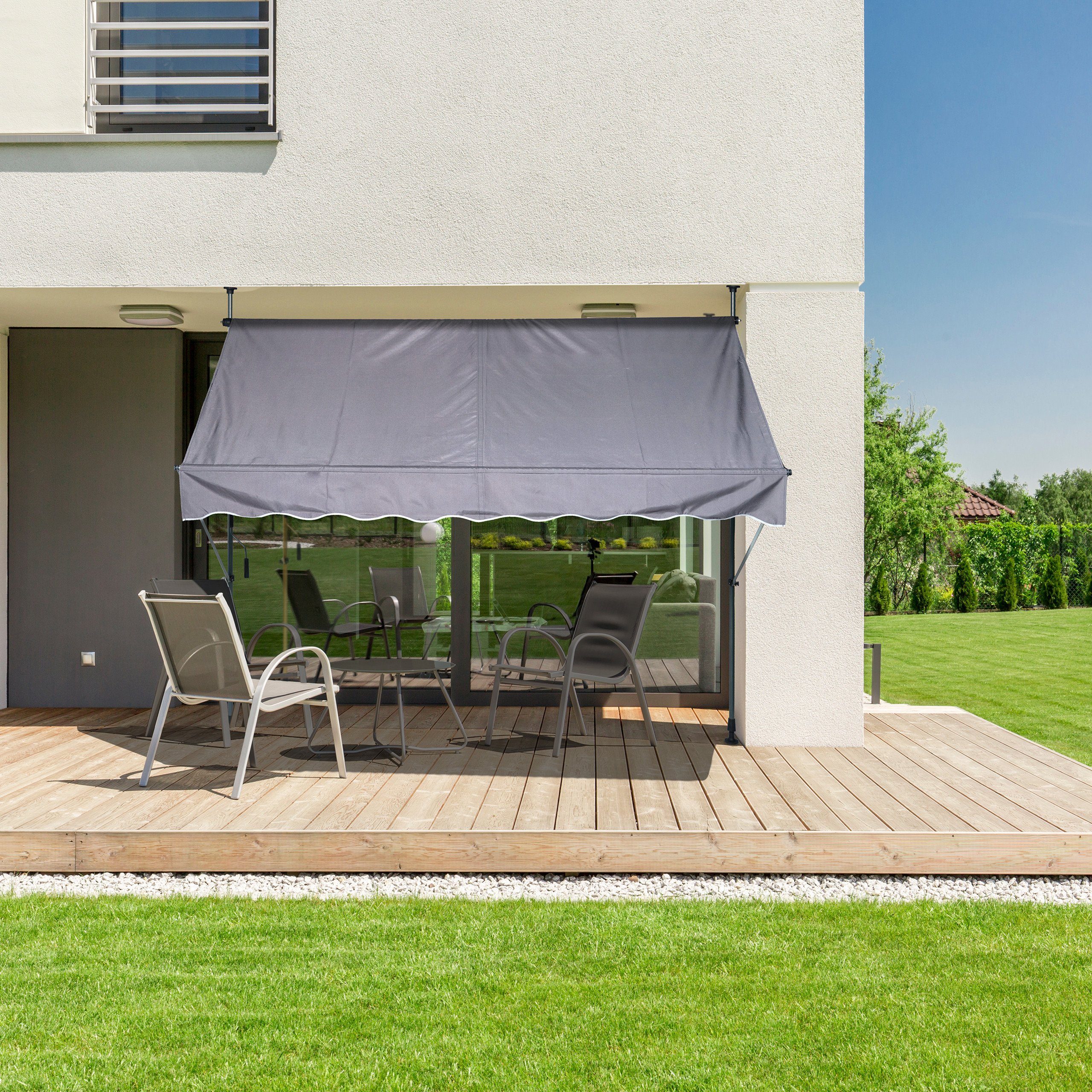 relaxdays Klemmmarkise Klemmmarkise für Balkon 350 x 120 cm