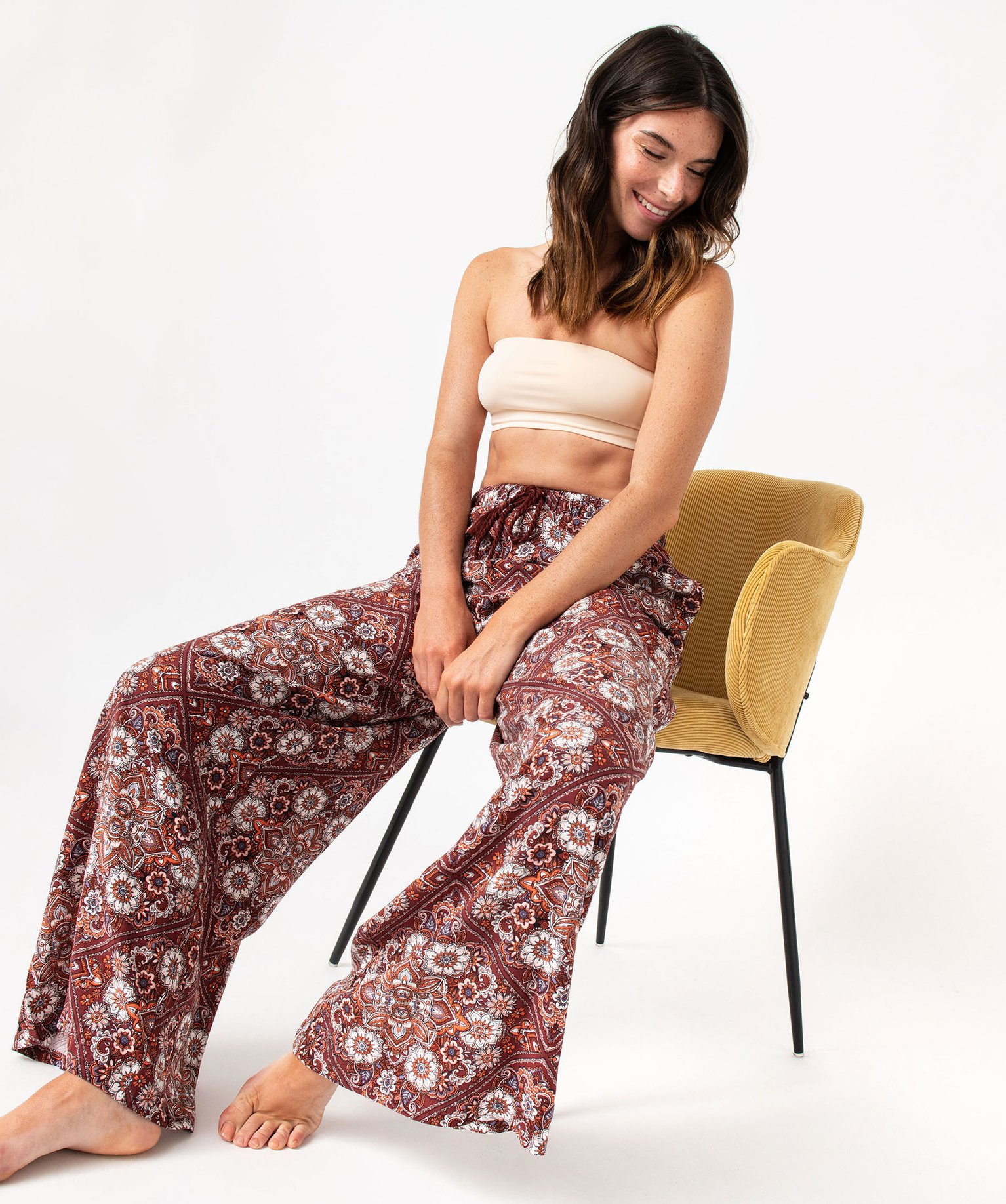 Pantalon de pyjama ample à motifs fleuris femme imprime | GEMO