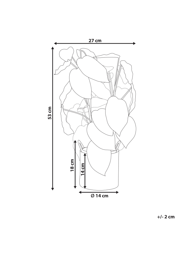 Beliani Kunstpflanze MONSTERA ADANSONII in Grün/Schwarz - (W) 27 x (H) 53 x (L) 27 cm günstig kaufen onesize