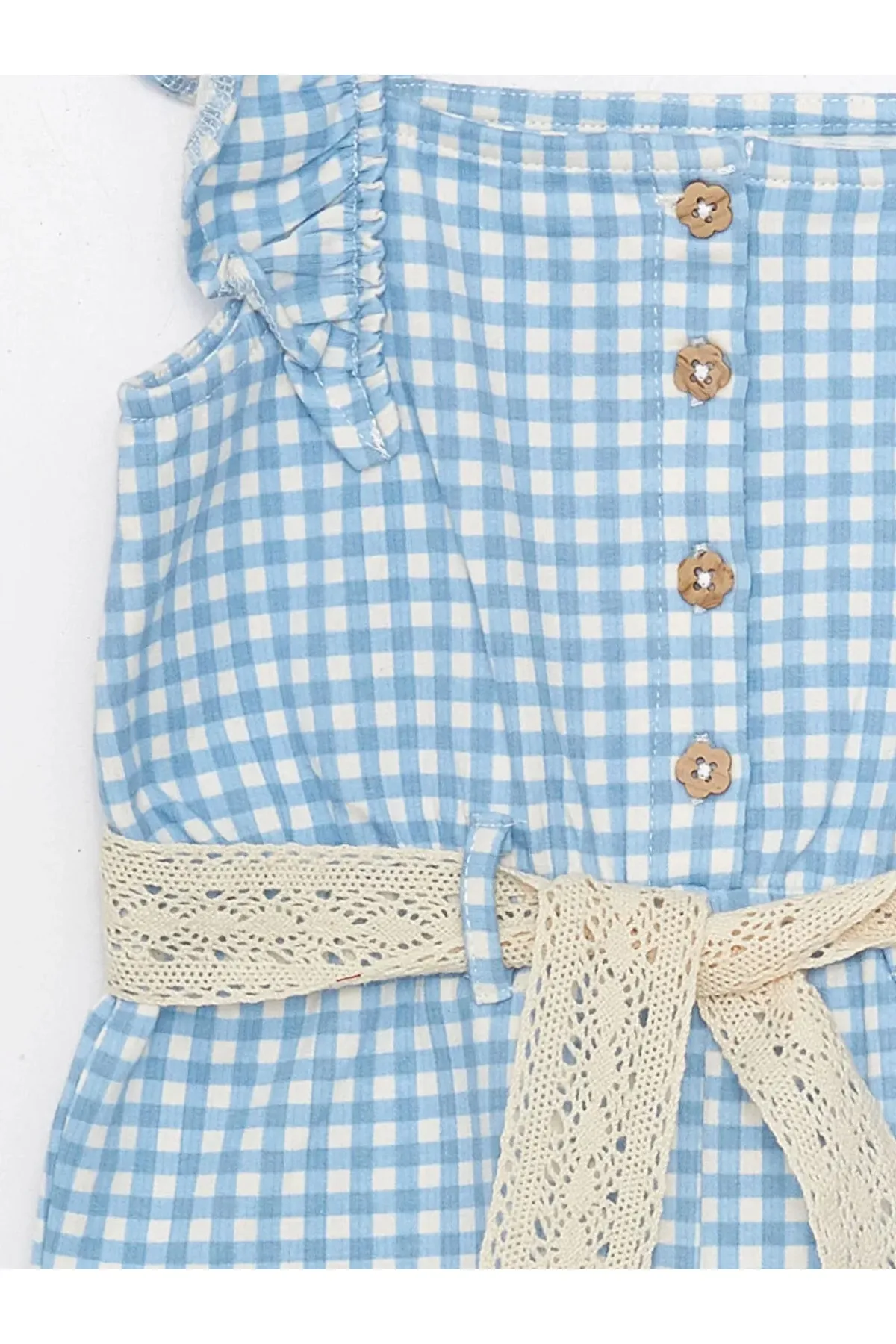 LC Waikiki  Lcw Baby Salopet mit quadratischem Kragen und kariertem Muster für Mädchen