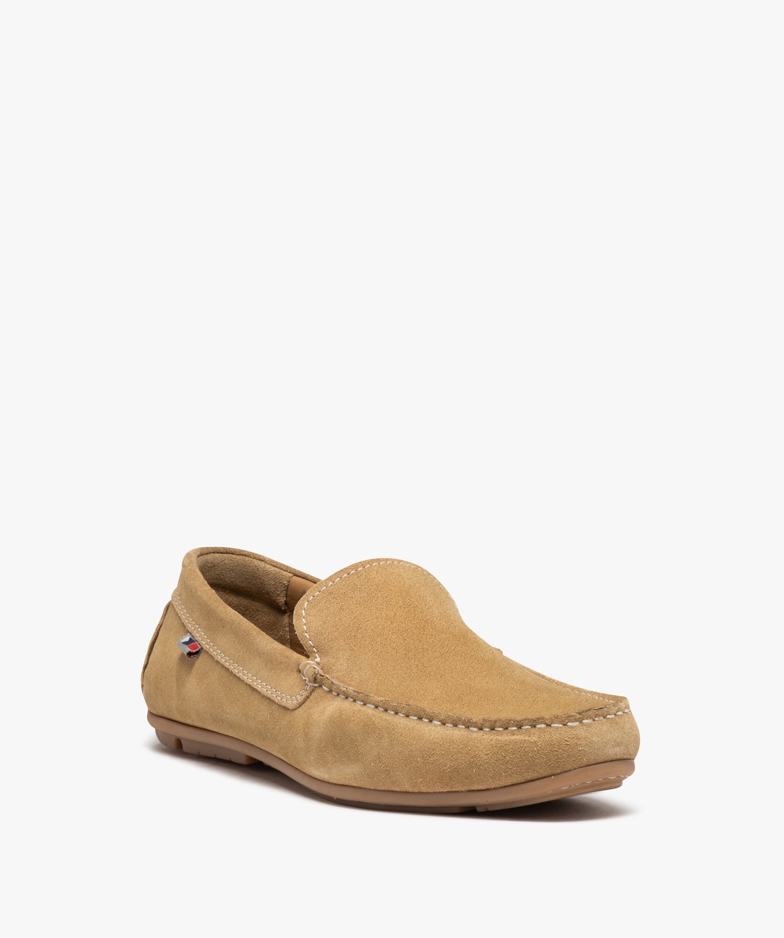 Mocassins homme unis en cuir velours beige | GEMO