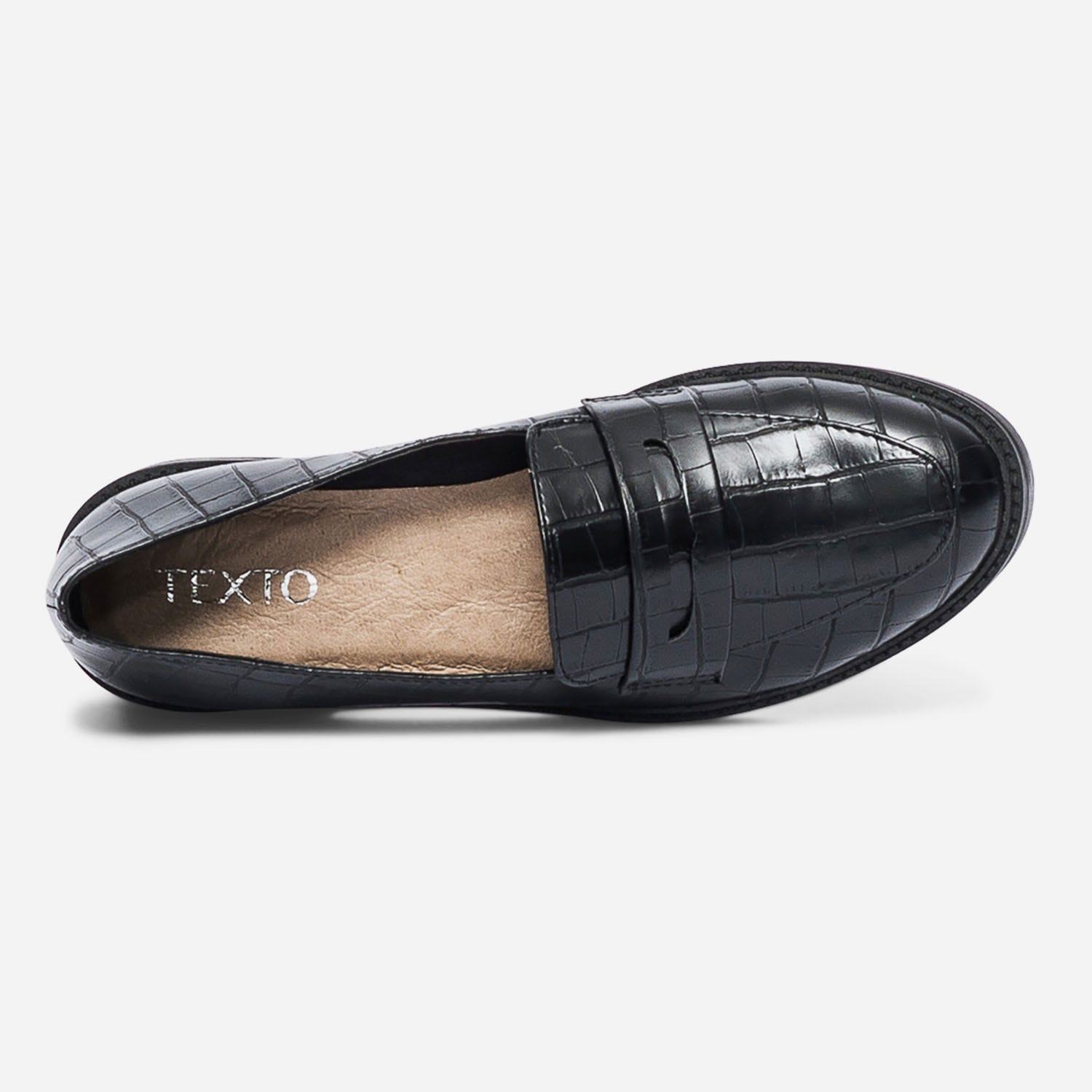 Mocassin TEXTO noir effet croco
