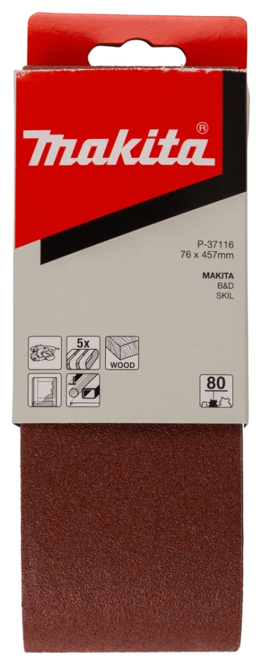 Akcesoria Makita P-37116 Taśma szlifierska 457 x 76 mm K80 5 szt.