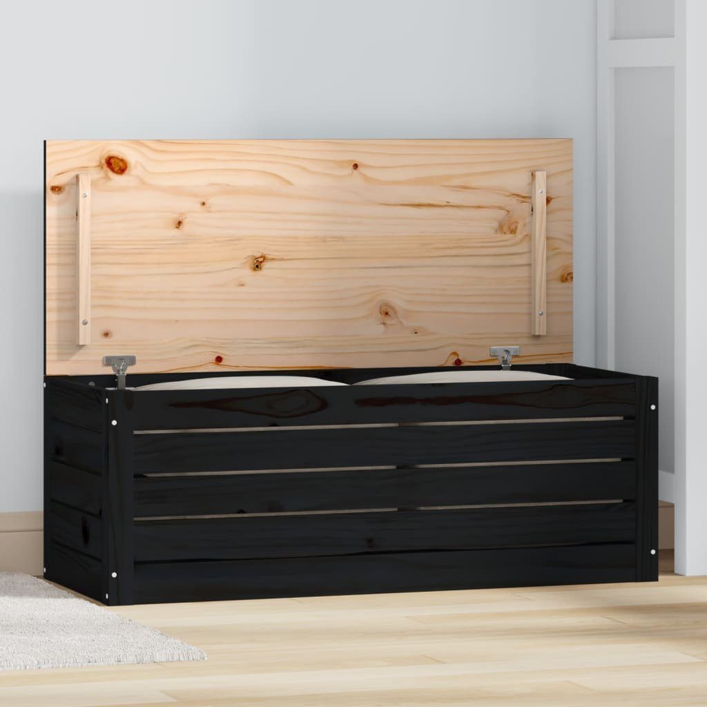 vidaXL Kleiderschrank Truhe Schwarz 89x36,5x33 cm Massivholz Kiefer (1-St)