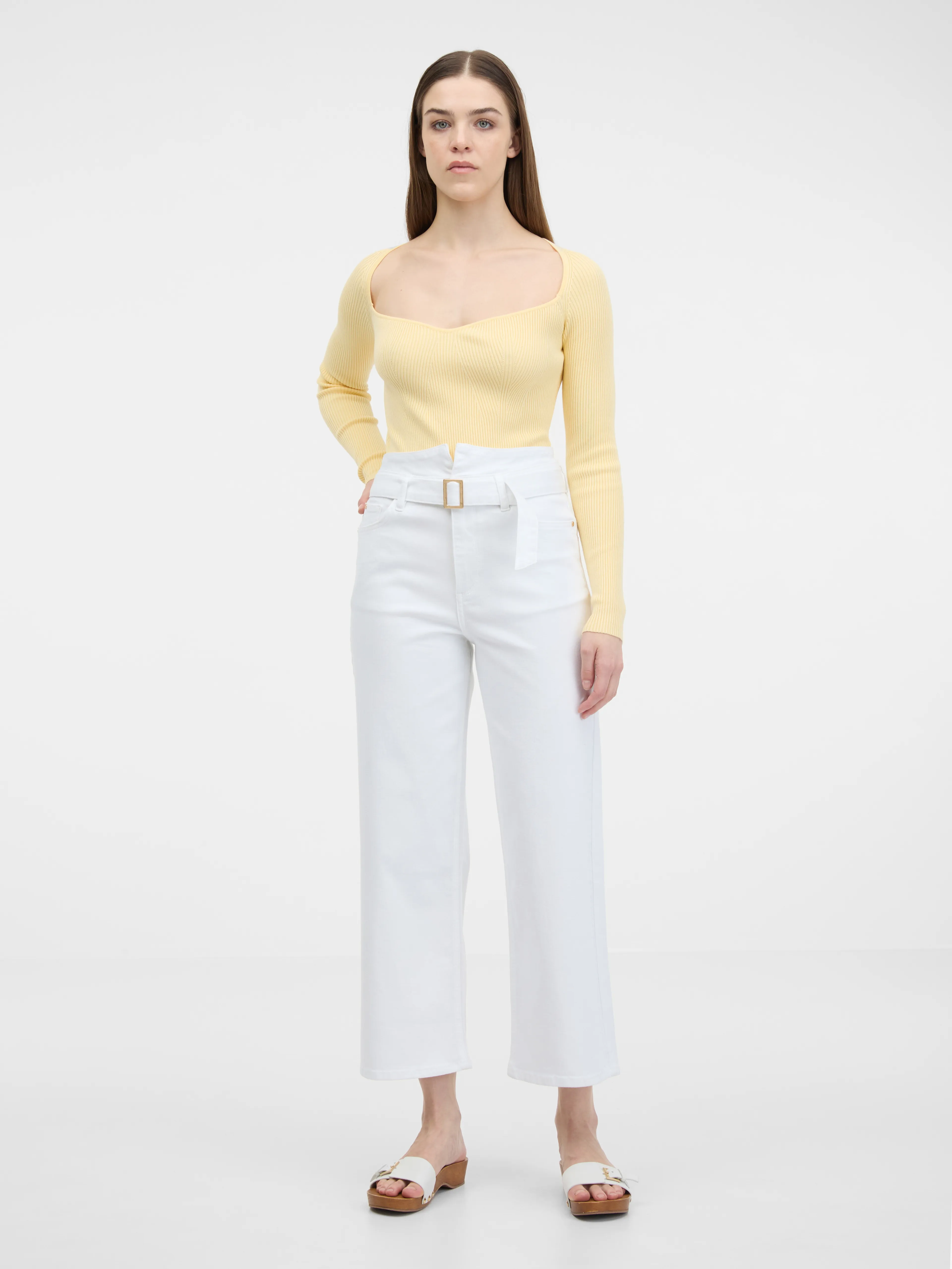 Weiße Damenjeans mit weitem Bein ORSAY