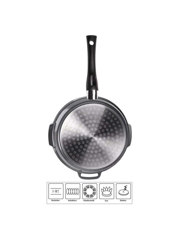 Stoneline Stielkasserolle 18 cm | mit Deckel in Grau günstig kaufen onesize