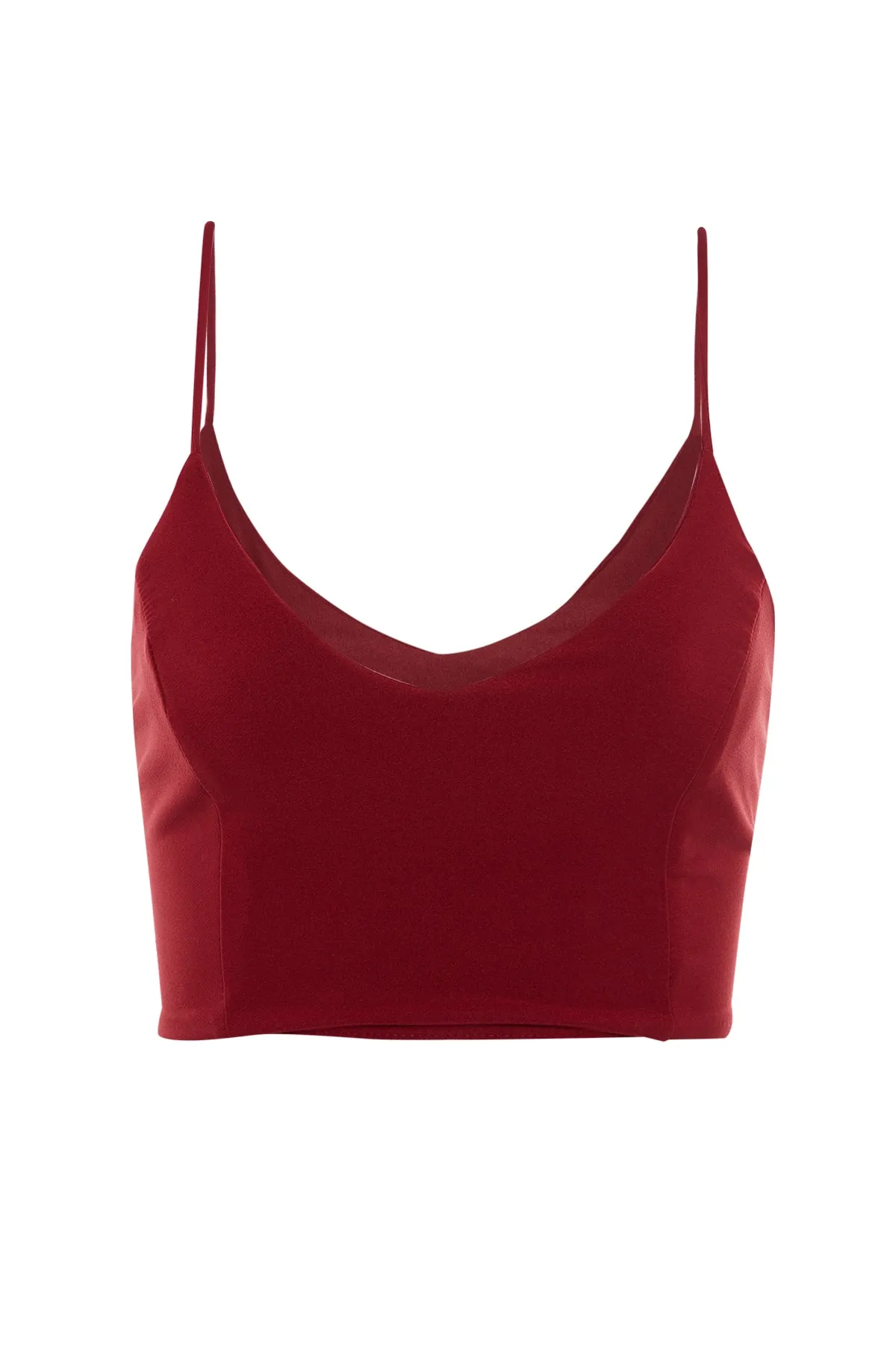 Trendyol Collection  Pflaumenfarbenes, bauchfreies, gefüttertes Bustier aus Webstoff TPRSS21BS0009