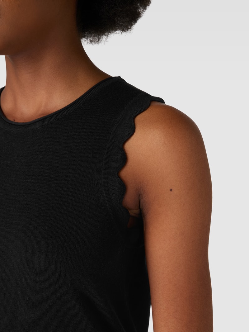 Tanktop mit Wellensaum in schwarz