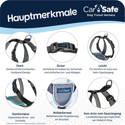 CarSafe Hundereisegeschirr, schwarz