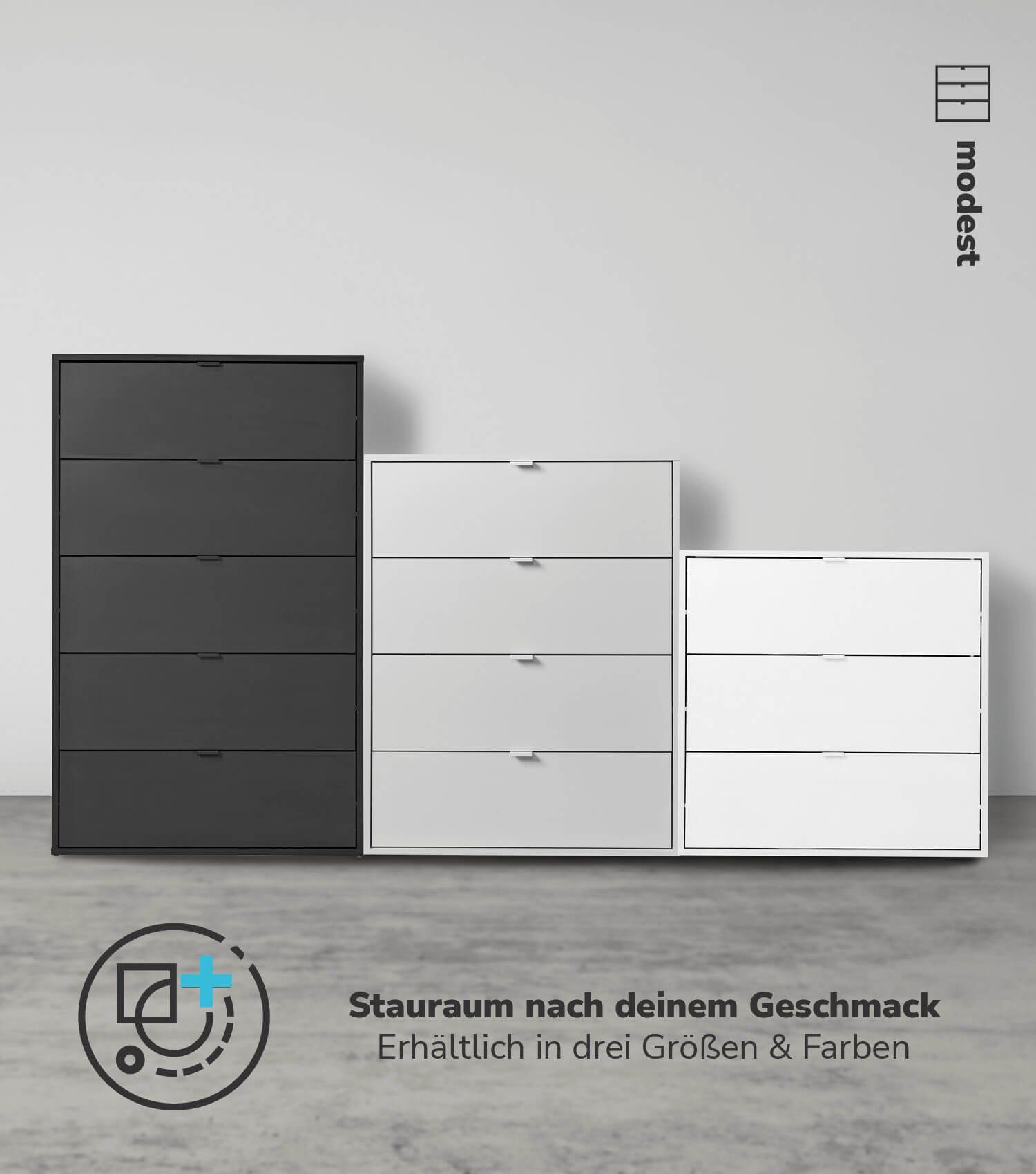 mokebo Sideboard Die Maßgebende (mit 3 Schubladen), Nachttisch, Highboard, Anrichte oder Kommode in Anthrazit