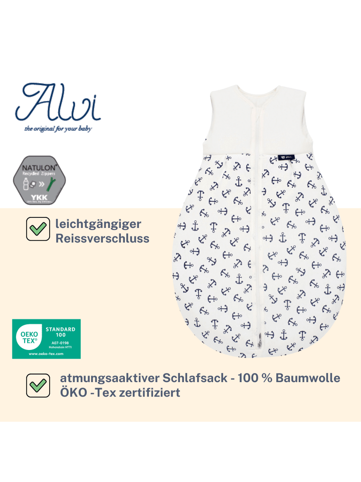 Alvi Mäxchen Sommer Schlafsack light Exclusiv in Anker Marine günstig kaufen 110