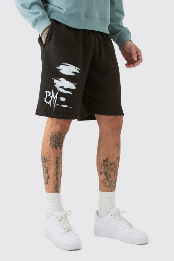 Tall Oversize Jersey-Shorts mit Print