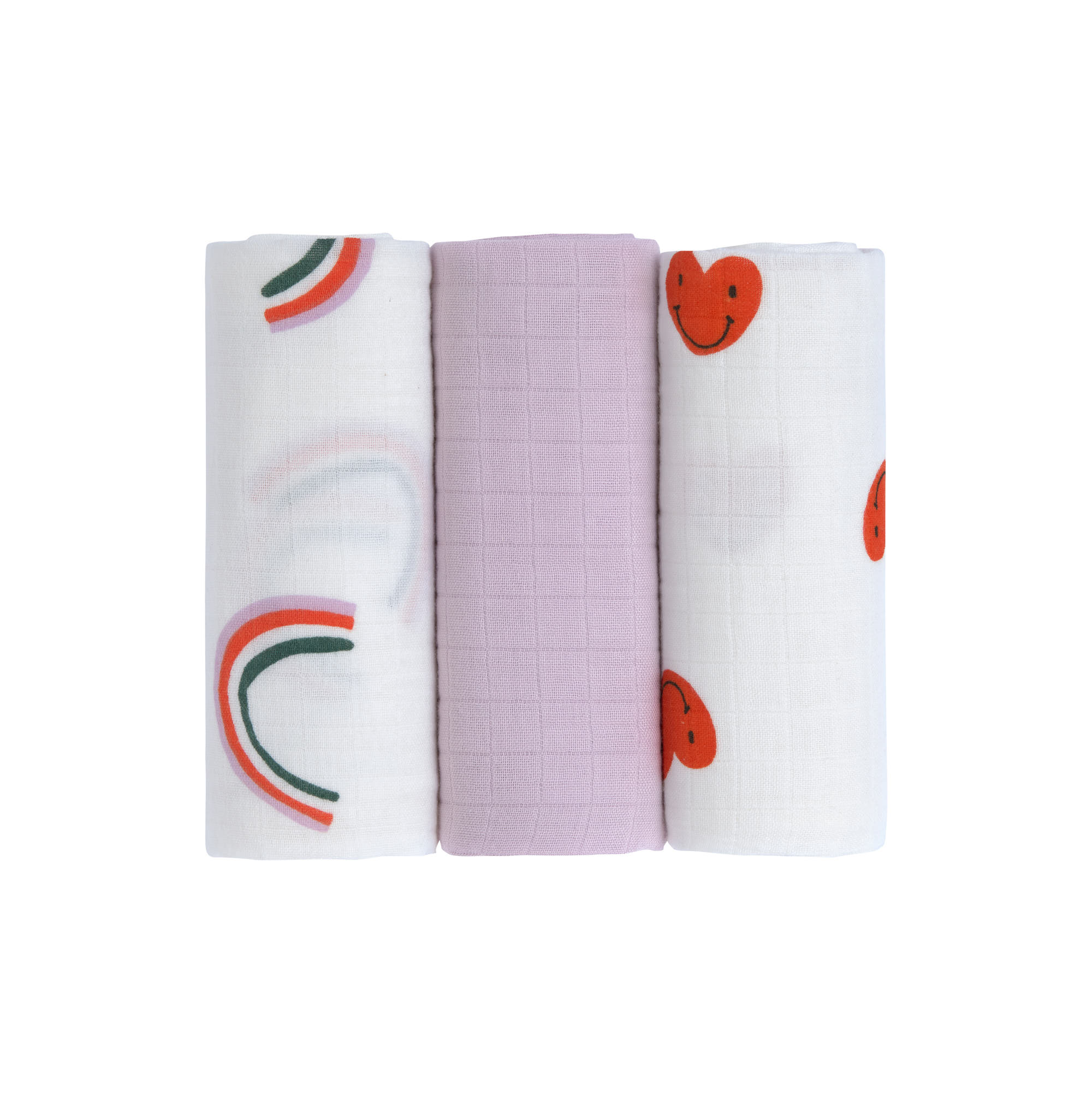 Mulltücher 3er Set (60 x 60 cm) -  Bio Baumwolle, Happy Rascals, Herz