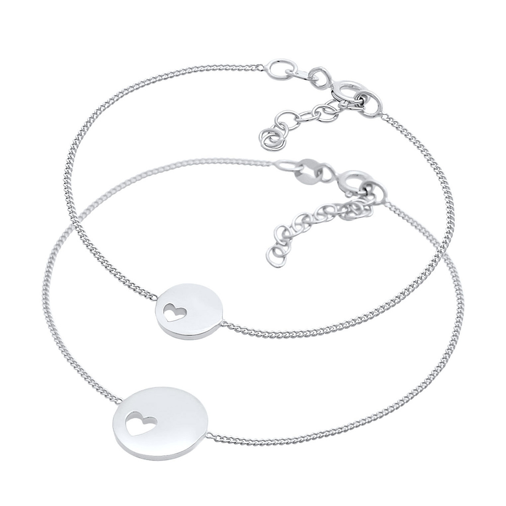 Elli Elli Bracelet Plaque pour dames Ensemble coeur mère enfant en argent sterling 925 Bracelet