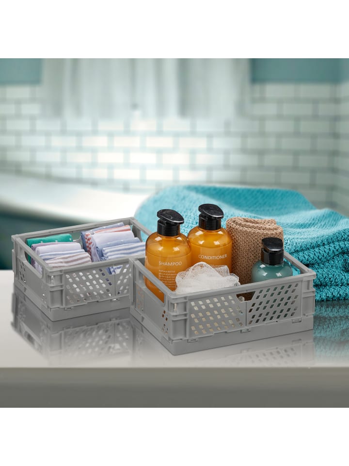 relaxdays 2 x Klappbox in Grau - (B)25 x (H)10 x (T)16,5 cm günstig kaufen onesize