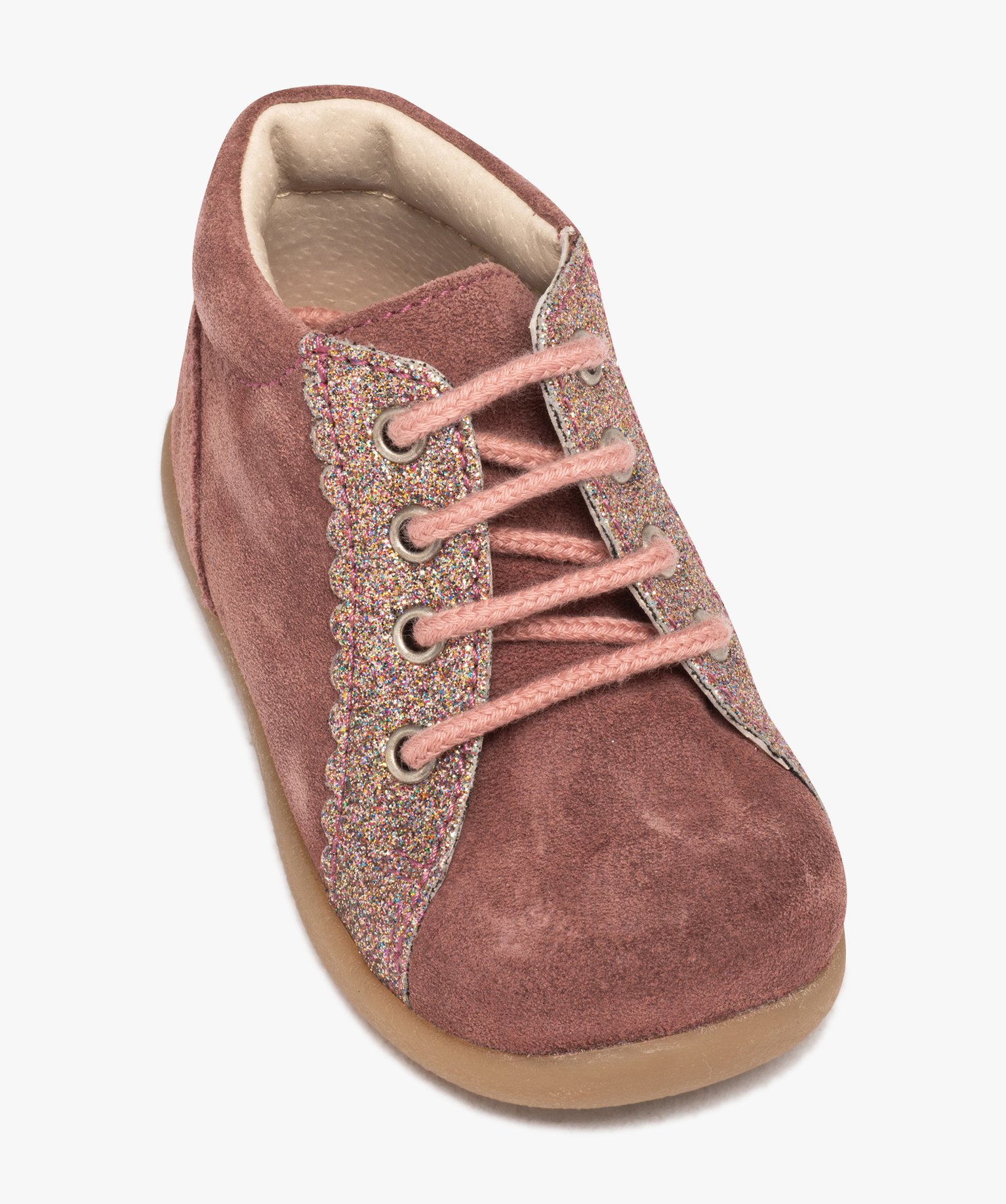 Chaussures premiers pas bébé fille unies en cuir suédé e... rose | GEMO