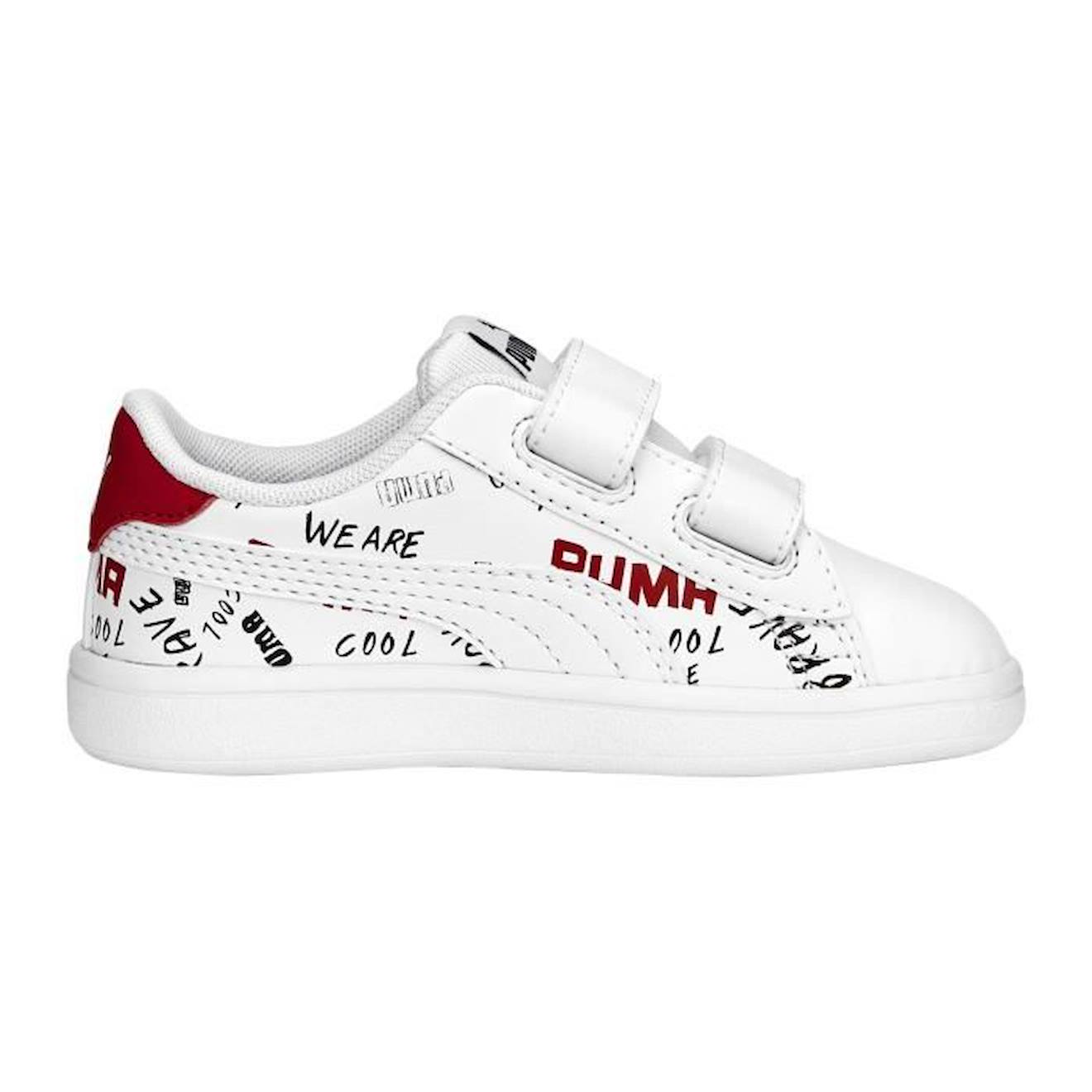 Basket à Scratch Enfant Puma Smash v2 Brand LoveVInf blanc