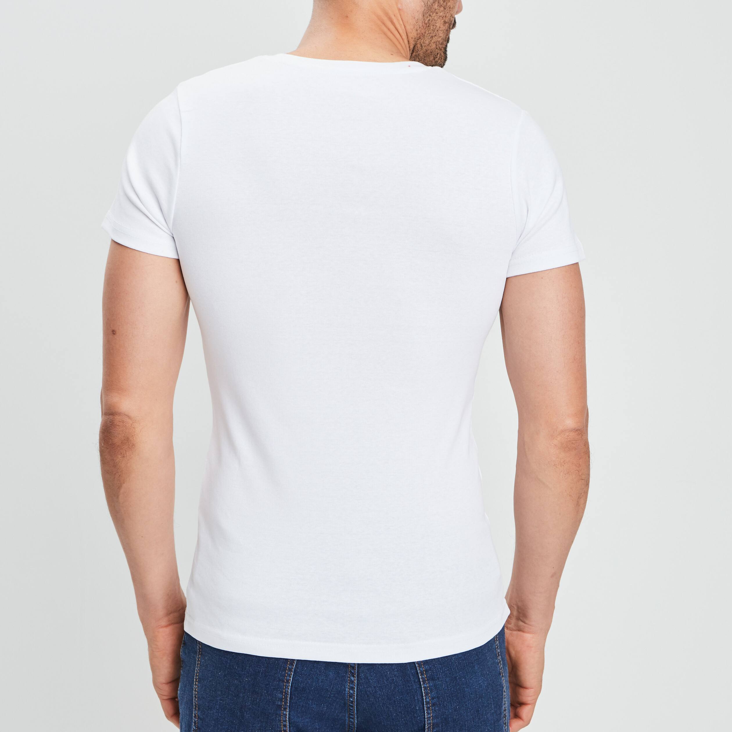 T-shirt manches courtes ajusté blanc homme | La Halle