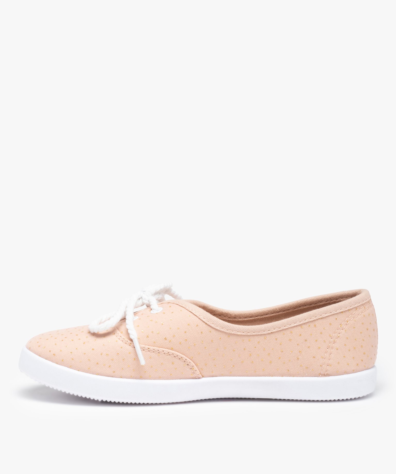 Baskets femme en toile à semelle fine et lacets cordelette rose | GEMO