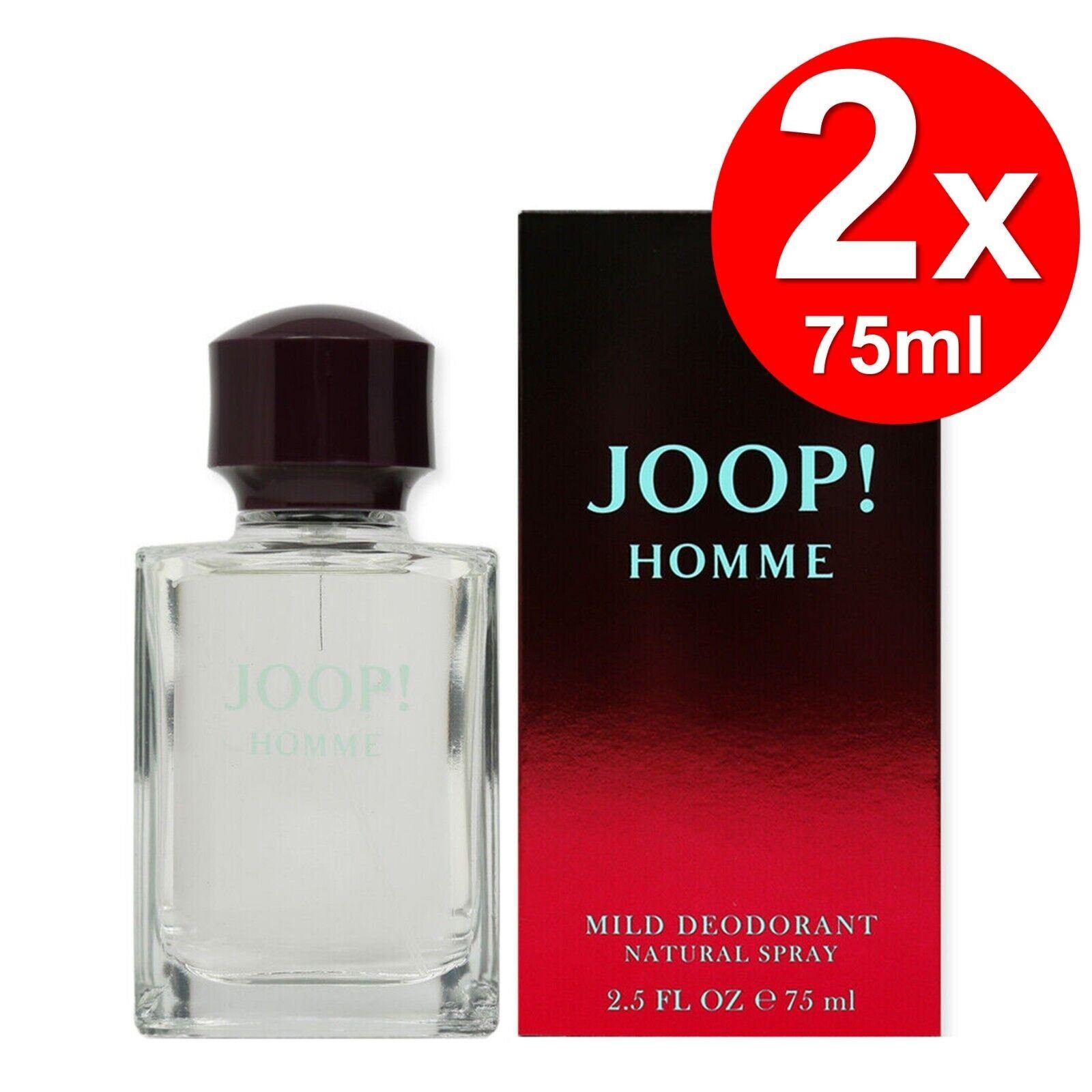 Joop! Deo-Spray JOOP HOMME Mild Deodorant 2x 75ml Natural Spray Parfüm Herren Parfum, blumig-holzig antitranspirant duftend erfrischend, 2-tlg., Set Duftspray Männerduft Duft Geschenk Deo Duft Herren Männer