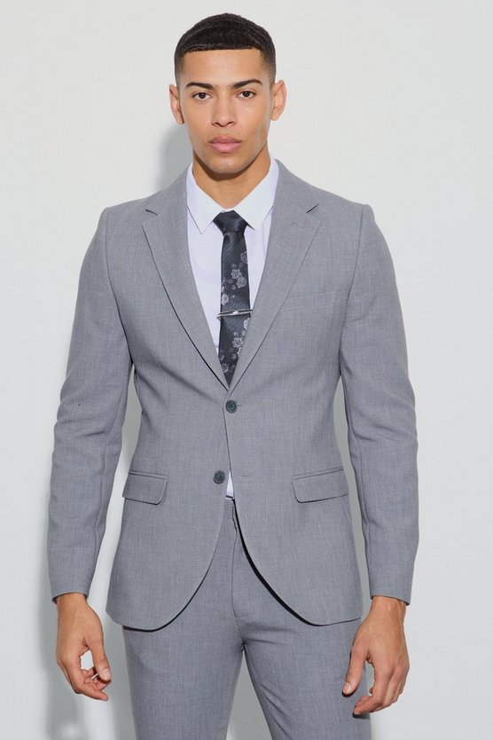 Einreihige Skinny Anzugjacke aus Jersey