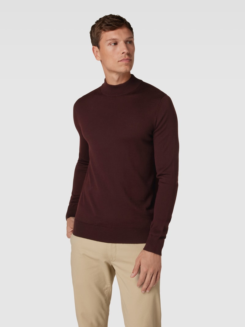 Strickpullover mit Rollkragen in bordeaux rot