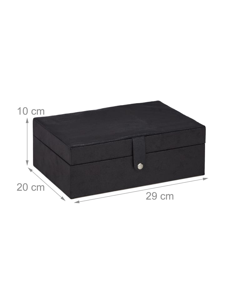 relaxdays Schmuckkästchen in Schwarz- (B)29 x (H)10 x (T)20 cm günstig kaufen onesize